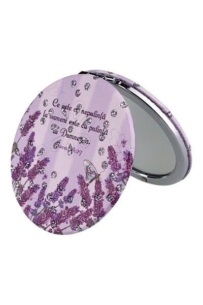 OEM Portable Mirror with Textile Cover, Biblical Text, 7x7 cm, Multicolor