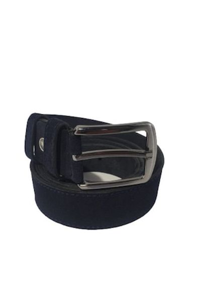 OEM Men's Suede Leather Belt, Navy Blue with Navy Stitching, 3.5 cm Width, M4