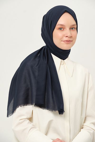 Madame Polo Plain Cheesecloth Shawl Navy Blue