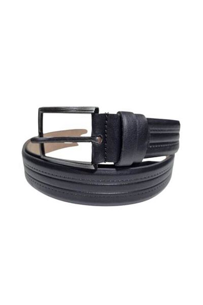 OEM Men's Belt, Black Stripes, Leather