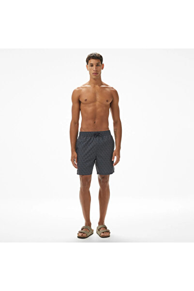 Guess Man Navy Blue Swimtrunk Medium Embossed Logo