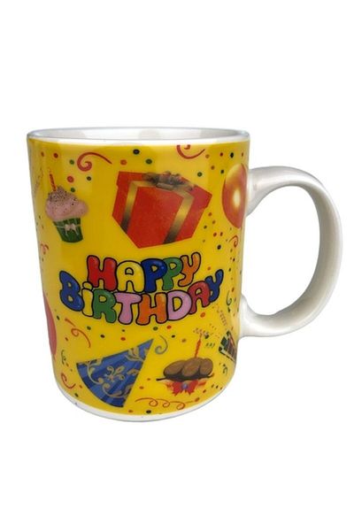 OEM Cana cu lingurita, Happy Birthday, ceramica, 200 ml, 8X9 cm, M1