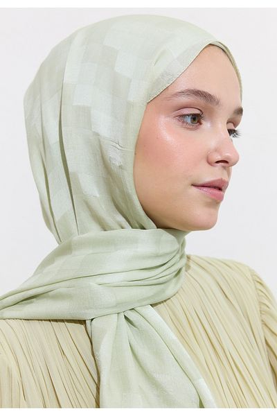Freshscarfs Nori Silky Jacquard Shawl Soft Green