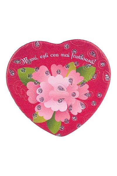 OEM Oglinda de poseta, acoperita cu material textil si mesaj pentru mama, 7x7 cm, multicolor