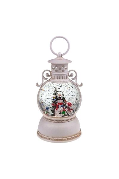 OEM Rotating Plastic Lantern with Christmas Tree and Snowman by USB, 11x24 cm