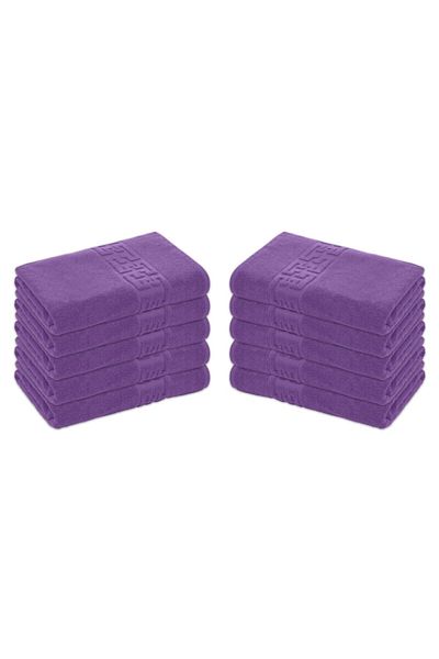 OEM Set 10 Hand Towels, Cotton, Greek Border, 500g/m², 30x50cm, Purple