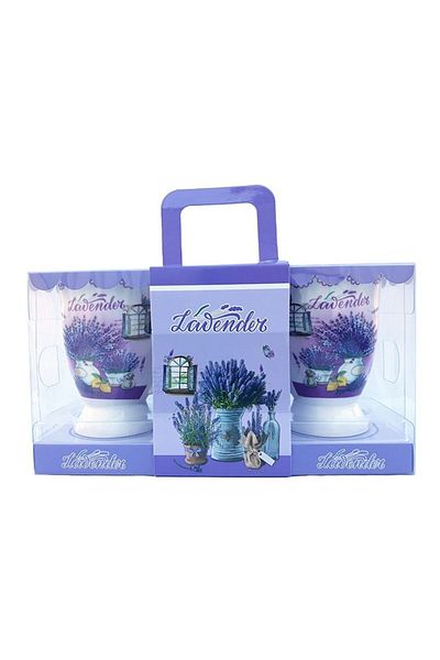 OEM Set de două cești ceramice cu lavandă, ambalate în cutie, 200 ml, Model 2