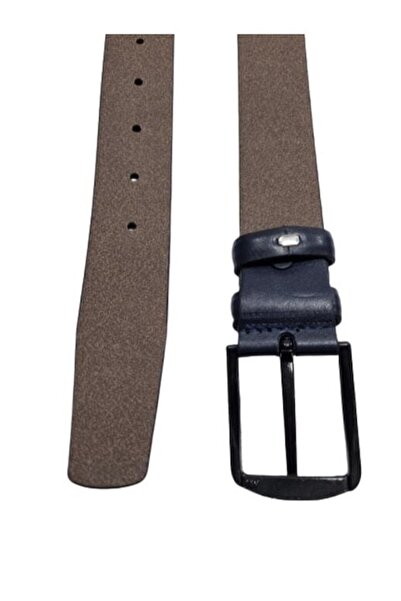 OEM Men's Belt, -Leather, Dark Blue, Width 3.5 cm, 120 cm