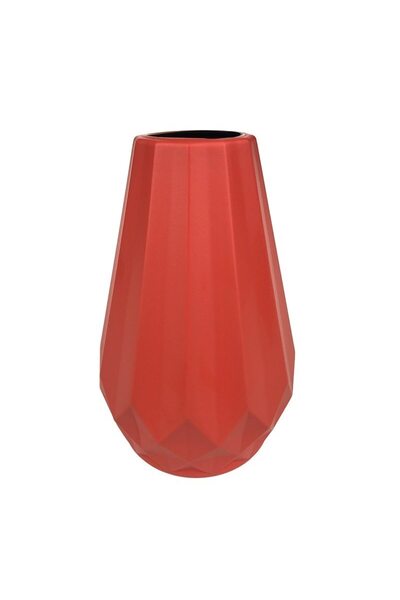 OEM Red Plastic Vase, Rounded Base, with Striations, 9X14 cm