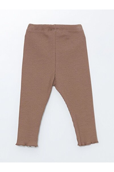 LC Waikiki Brown Basic Baby Girl Pants with Elastic Waist