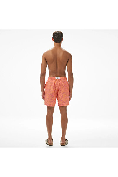 Guess Swimtrunk Medium Distorted 100 Men's Orange Swimwear F5Gt04Wg2D2-P6Er