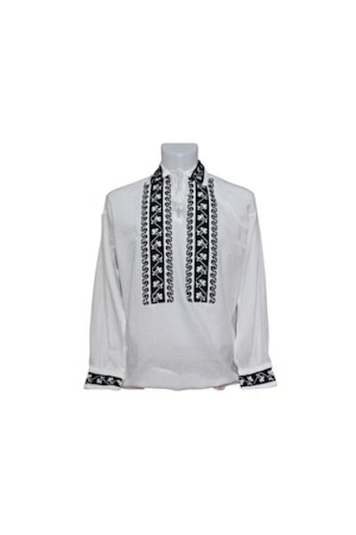 OEM Bluză bărbătească tradițională neagră cu broderie, mânecă lungă, mărimea 3XL