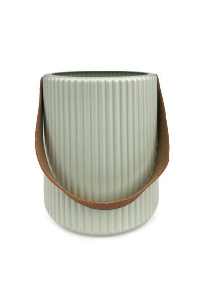 OEM Vaza gri din plastic cu dungi si toarta, 16X17 cm