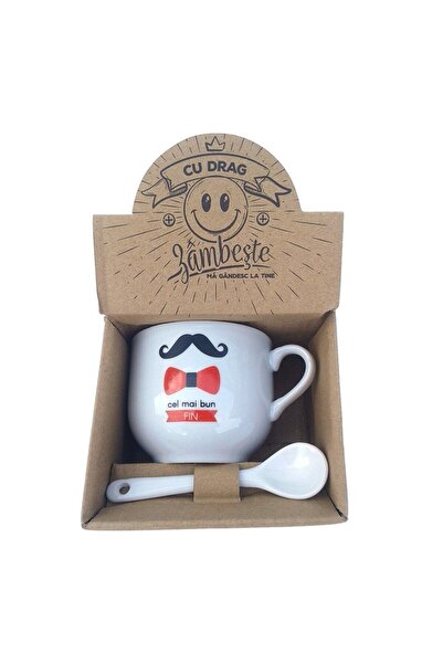 OEM Cană ceramică cu linguriță, dedicată „cel mai bun fin”, 200 ml