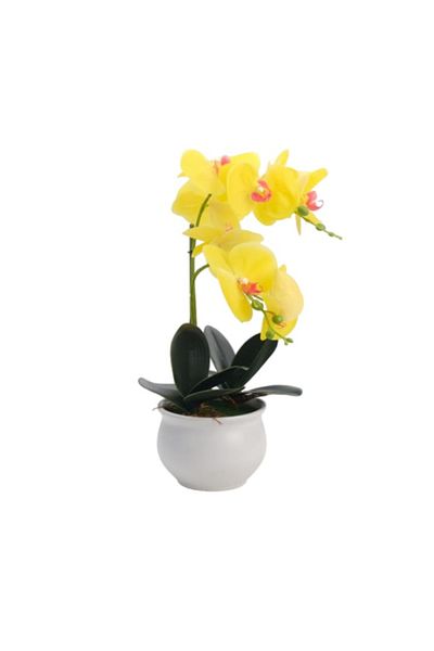 OEM Artificial Orchid in Pot, PVC/Textile/Ceramic 45x14 cm Yellow