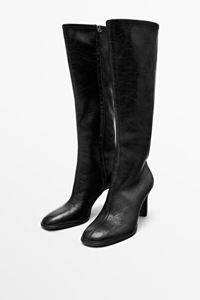 Massimo Dutti Bacağı elastik bantlı topuklu çizme