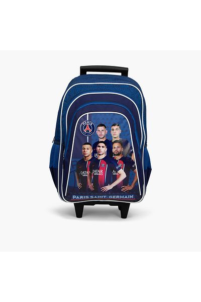 PSG Paris Saint Germain Printed 18-inch Trolley Backpack with Adjustable Straps - 28x13x45 cms