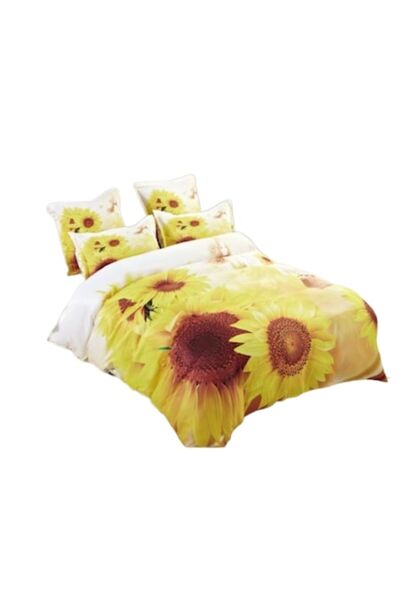 OEM Lenjerie de pat, 6 piese, 2 persoane, 230X250cm, Finet, Imprimeu Floarea ...