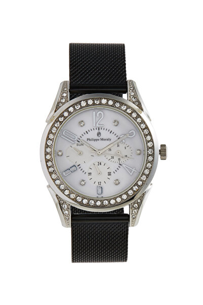 Philippe Moraly ساعة يد نسائية تناظرية من الفولاذ المقاوم للصدأ LS1112QWPWB