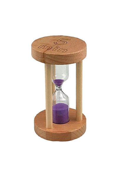 OEM Clepsidra din lemn cu scris 5 minute, 5x9 cm, maro-mov