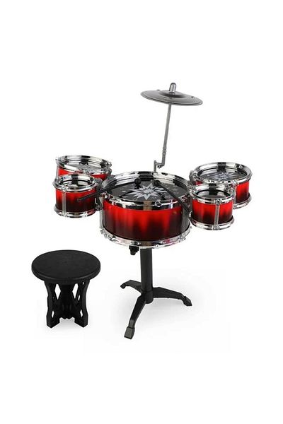 divendi-ro Set de tobe pentru copii, 6 piese cu scaun și bețe de tobă, instrument muzical interactiv