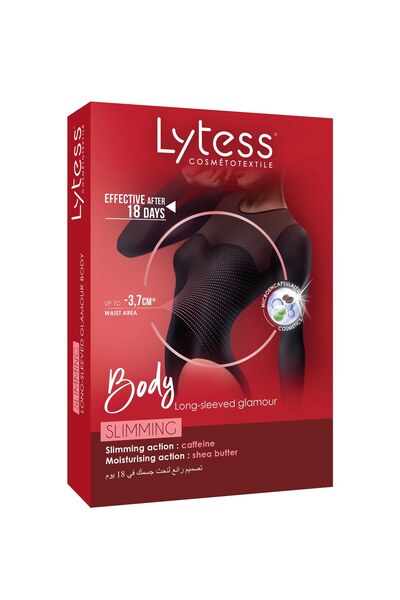 Lytess بودي جلامور للتخسيس بأكمام طويلة، أسود L/XL