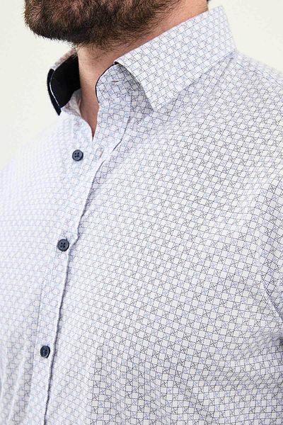 Mcr Patterned Slim Fit Cotton Men's Shirt White - 27073.25Y
