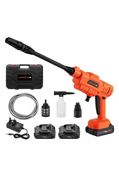 Lawazim غسالة ضغط لاسلكية - منظف محمول بقوة ٢٠ فولت مع خرطوم، بطاريات، زجاجة ...