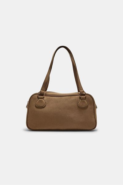 Stradivarius Faux suede bowling bag with rings