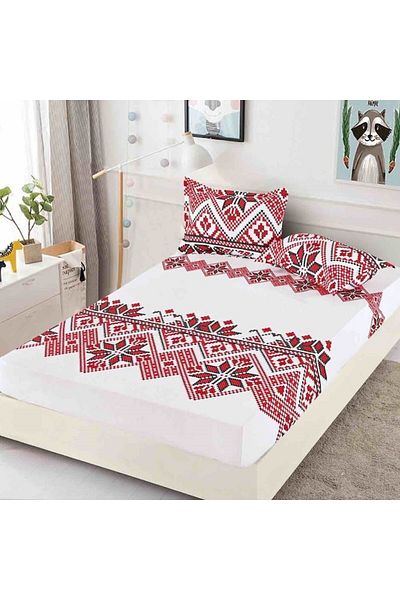 JOJO HOME Double Bed Cover with Elastic, Jojo Home, Traditional Pattern, M7, 3 Pieces, 2 People, 180x200cm, Fi