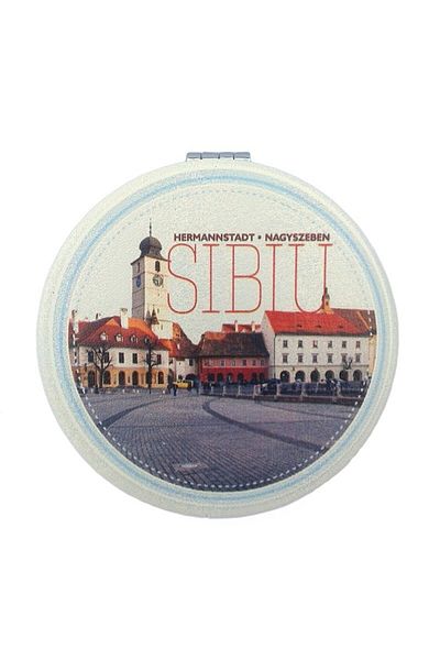 OEM Oglindă compactă metalică, Sibiu, 7x7cm, multicoloră, M1
