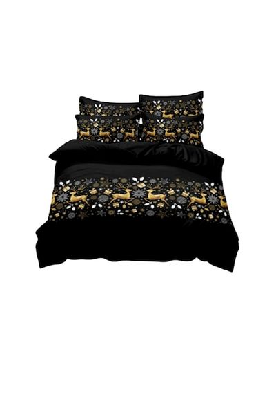 JOJO HOME Lenjerie de pat, Jojo Home, Finet, 1 persoana, 4 piese, Imprimeu Elegant, 155x230cm, Multicolor