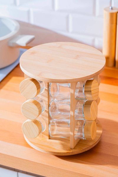ACAR Calix Bamboo Rotating Mechanism 12 Spice Rack Set