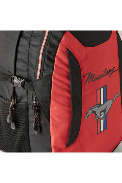 Mustang Printed Backpack with Zip Closure and Adjustable Straps - 31x20x48 cms 1-Year Warranty