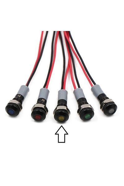 OEM Indicator LED luminos, cap plat, IP67, Galben, 5V, 6mm