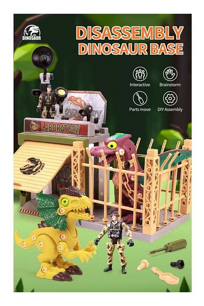 COOYA Dinosaur Military Laboratory Scene Toy Set Nut Disassembly STEM Educational Toy,Fits for 3+ Years