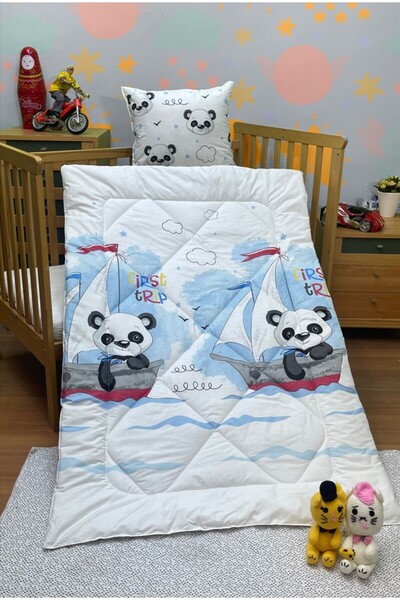 Komfort Home Printed 100% Cotton Silicone Fiber Baby Quilt+Pillow