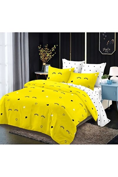 OEM Set de lenjerie de pat dublă, Finet, 6 piese, 2 persoane, imprimeu Ochiso...