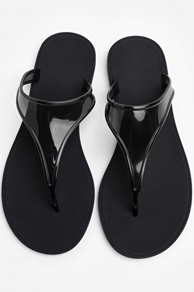 Mintra Comfortable Black Women's Beach Slippers – Basic Summer Flipflop