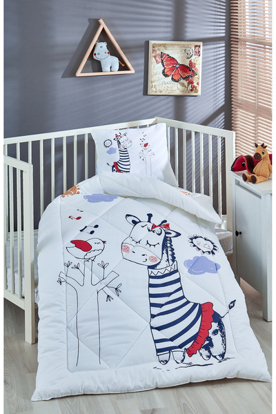 Komfort Home Printed 100% Cotton Silicone Fiber Baby Quilt+Pillow