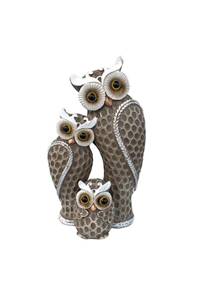 OEM Figurină - Decorațiune din rășină reprezentând o familie de bufnițe