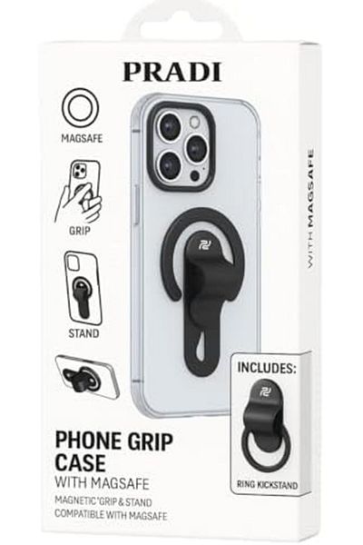 Generic PRADI iPhone 15 Pro Max Case, Magnetic Phone Grip, Shockproof Clear Back Cover, Built-in Kickstand R