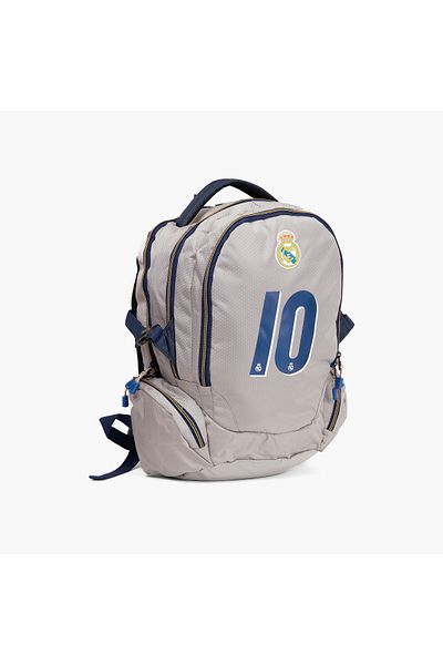 Real Madrid 18-inch Printed Backpack with Adjustable Straps and Zip Closure - 28x13x45 cms