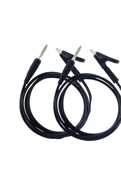 OEM Set of 2 15A Test Leads with Banana Plug and Crocodile Clips, 1m
