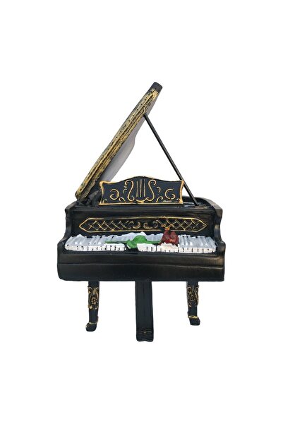 OEM Piano-shaped resin piggy bank, 14x22 cm, black