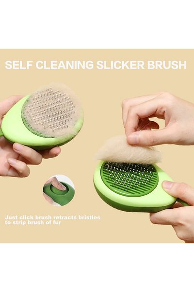 COOYA Cat Brushes for Indoor Long Haired Cats,Pet Brush with Release Button,for Grooming&Shedding(Avocado)
