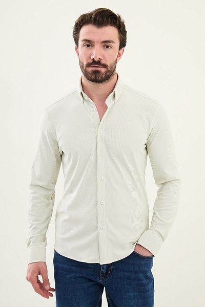 Mcr Ανδρικό πουκάμισο με ριγέ Slim Fit Cotton 27075