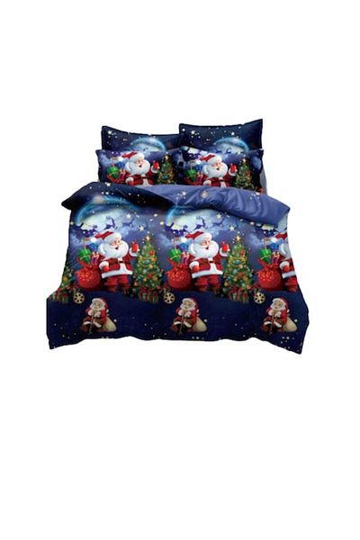 JOJO HOME Lenjerie de pat, Jojo Home, Finet, 1 persoana, 4 piese, Seara de Craciun, 155x230cm, Multicolor