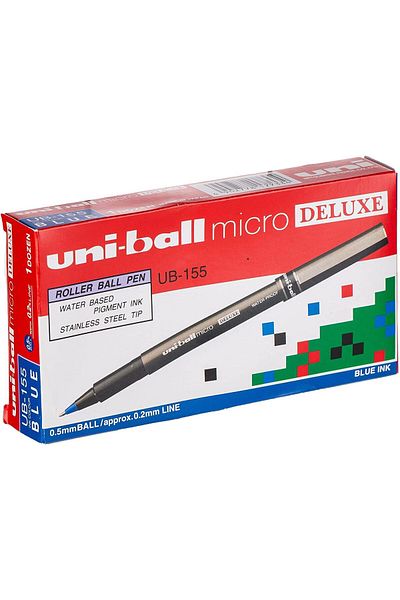 UNİ-BALL Micro Deluxe Tip 0.5mm Rollerball Pens – 12pk (Blue, MI-UB155-BE)