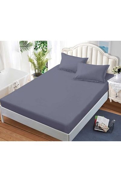 Pucioasa Set cuvertură și fețe de pernă, Pucioasa, Uni, 3 piese, 2 persoane, 180x200cm, Satin Finet, Gri închis